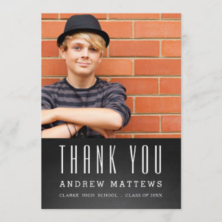 Simple Chalkboard Photo Graduation Thank You Card