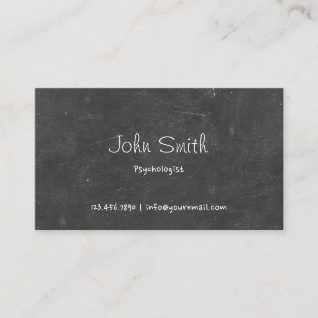 Simple Chalkboard Psychologist Business Card (Front)