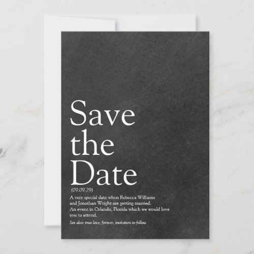 Simple Chalkboard Save the Date Definition Invitation