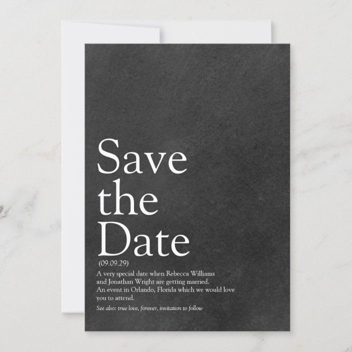 Simple Chalkboard Save the Date Definition Invitation Zazzle