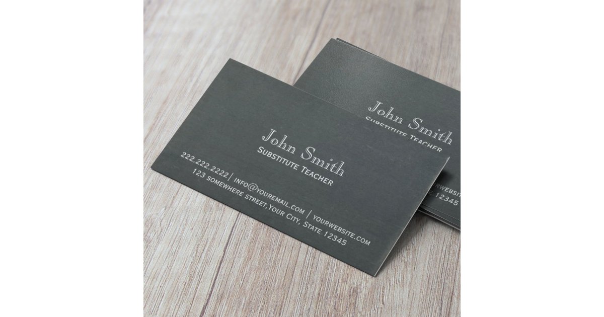 Simple Chalkboard Substitute Teacher Business Card | Zazzle