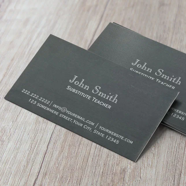 Simple Chalkboard Substitute Teacher Business Card | Zazzle