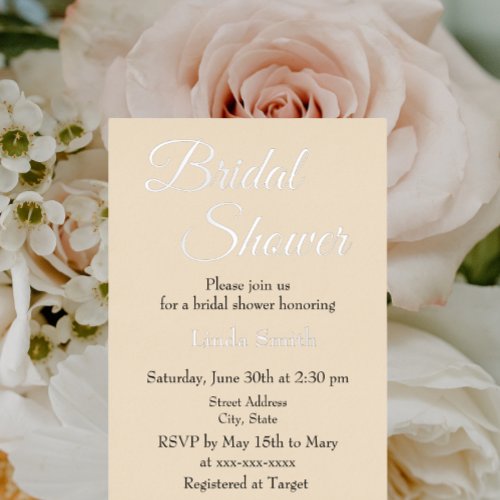 Simple Champagne Bridal Shower Foil Invitation
