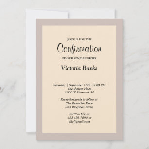 Simple Champagne Framed Confirmation Invitation