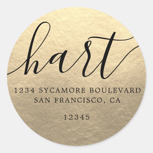 Simple Champagne Gold Family Return Address Label (Front)