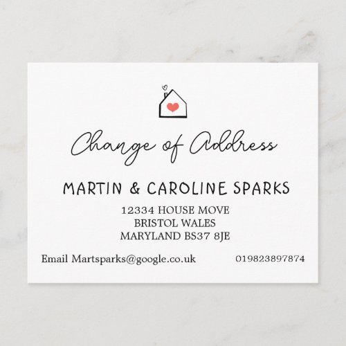 Simple Change of Address house icon Announcement Postcard