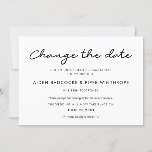 Simple Change the date wedding update card