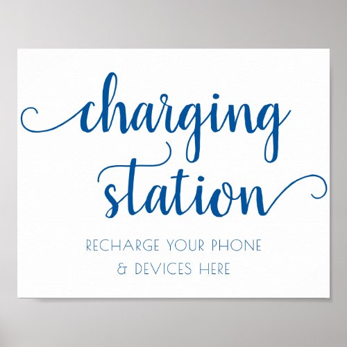 Simple Charging Station  French Blue Event Sign