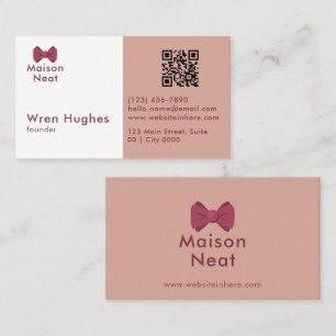 Simple Charm Professional Soft Blush Pink Bow Business Card