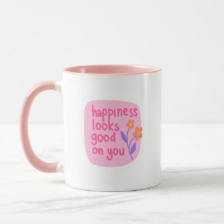 Simple Charming Pink White Happiness Looks Good Mug