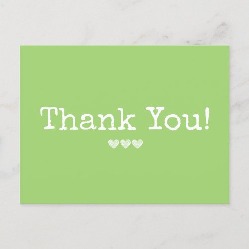 Simple Chartreuse Green Add Your Text Thank You Postcard