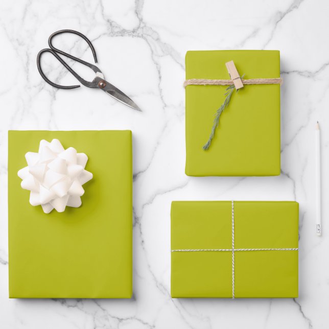 Simple Chartreuse Green Solid Plain Color Wrapping Paper Sheets (Front)