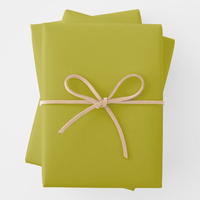 Simple Chartreuse Green Solid Plain Color Wrapping Paper Sheets (In situ)
