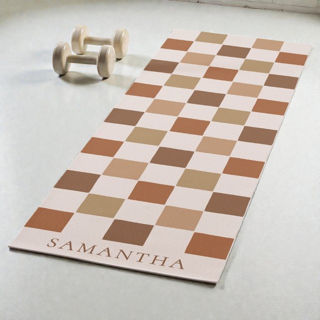 Simple Checkerboard Pattern Modern Brown Exercise Yoga Mat (Simple Checkerboard Pattern Modern Brown Exercise Yoga Mat)