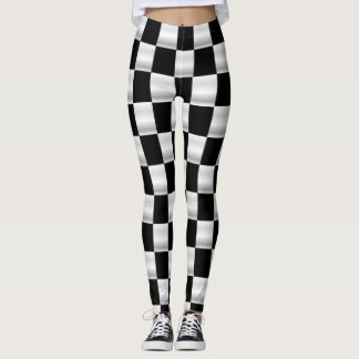 Simple checkered flag leggings black and white