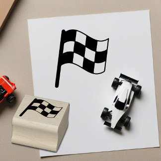 Simple Checkered Racing Flag Mini Wooden Stamp