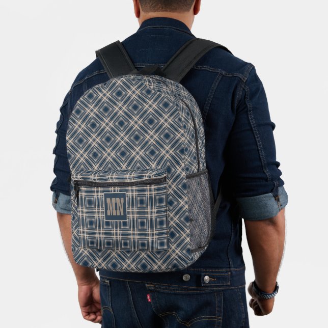 Simple checkered shirt pattern boho style  printed backpack (Insitu (Model))