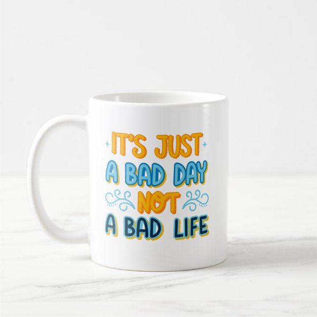 Simple Cheerful Sunshine Quote Bright Orange Blue Coffee Mug (Left)