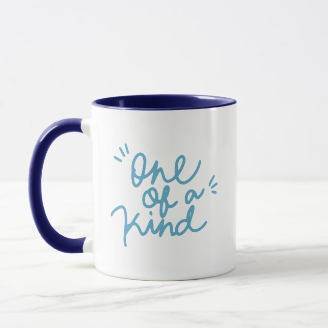 Simple Cheerfull One of a Kind Soft Teal Blue  Mug (Left)