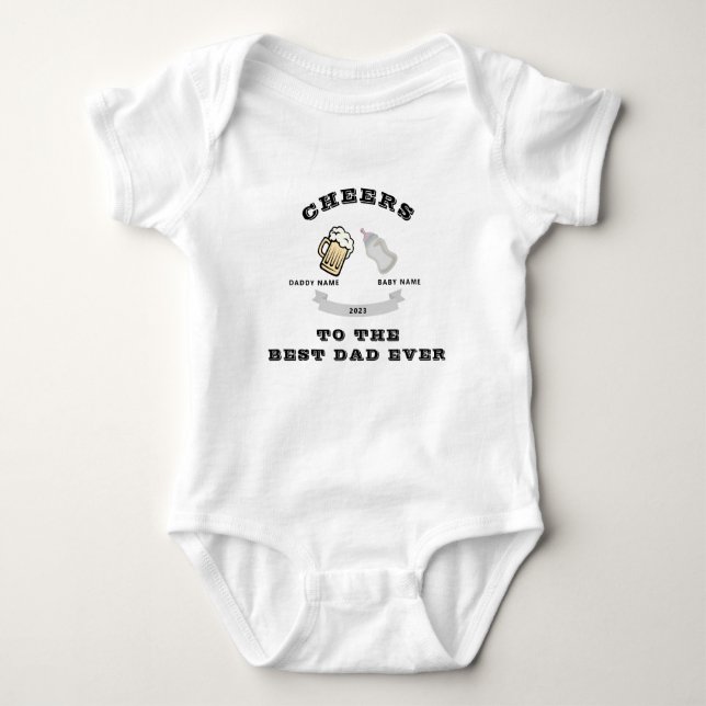 Simple Cheers Dad & Me Minimalist Fathers Day Baby Bodysuit (Front)