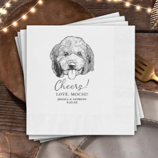 Simple Cheers Dog Hand Drawing Wedding Napkins