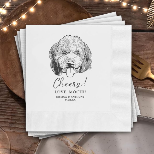Simple Cheers Dog Hand Drawing Wedding Napkins (Creator Uploaded)
