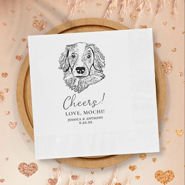 Simple Cheers Dog Hand Drawing Wedding Napkins (Creator Uploaded)