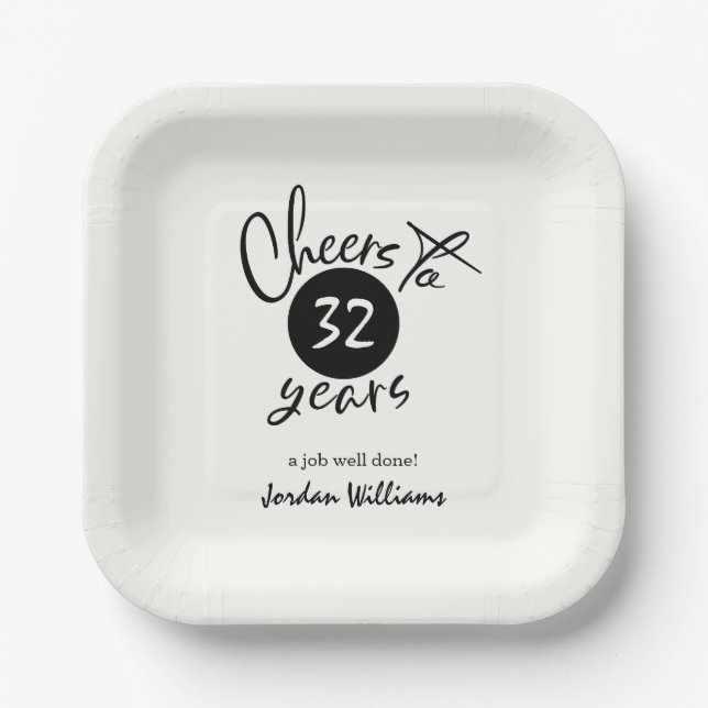 Simple Cheers to Any Years Retirement Party   Paper Plates (Front)