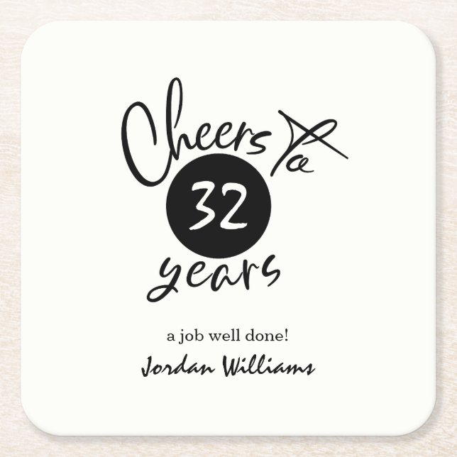 Simple Cheers to Any Years Retirement Party   Square Paper Coaster (Front)