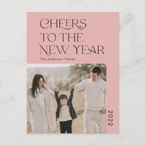 Simple Cheers to the new year 2022 family photo Po Postcard