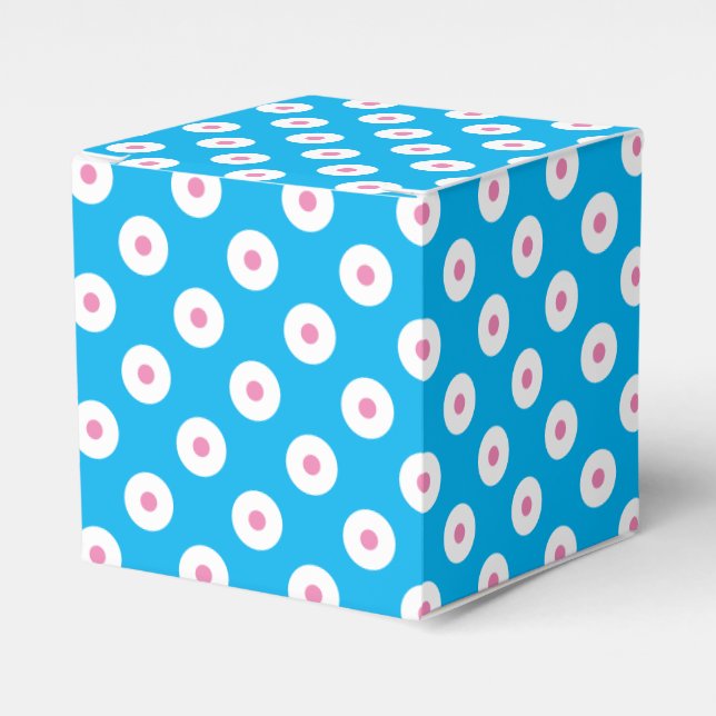 Simple & Cheery Blue, White, and Pink Polka Dotted Favor Boxes (Front Side)