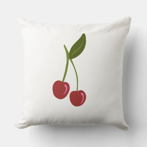 Simple Cherry 90s Fruit Throw Pillow