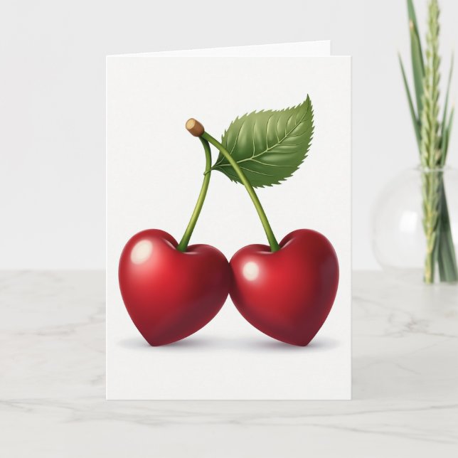 Simple Cherry Hearts Card (Front)