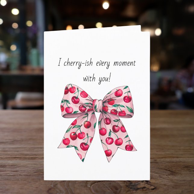 Simple Cherry Pink Bow boyfriend husband Birthday Holiday Card (Creator Uploaded)