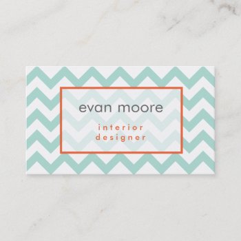 Simple Chevron Interior Design Business Card Teal by businessink at Zazzle