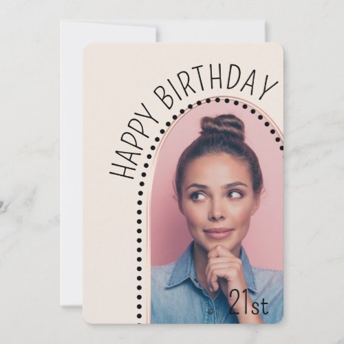 Simple Chic 21st Birthday Rose Gold Arched Photo Invitation