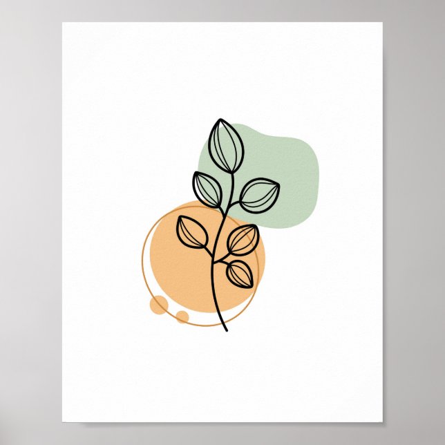Simple Chic Abstract Minimalist Boho Style Floral  Poster (Front)