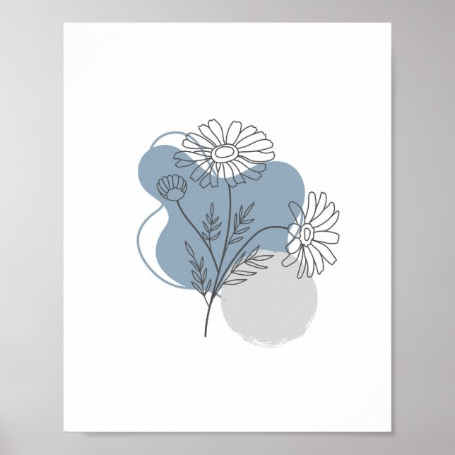 Simple Chic Abstract Minimalist Boho Style Floral  Poster (Front)