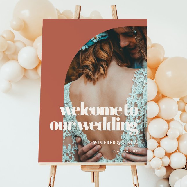 Simple Chic Arch Wedding Welcome Sign with Photo (Creator Uploaded)