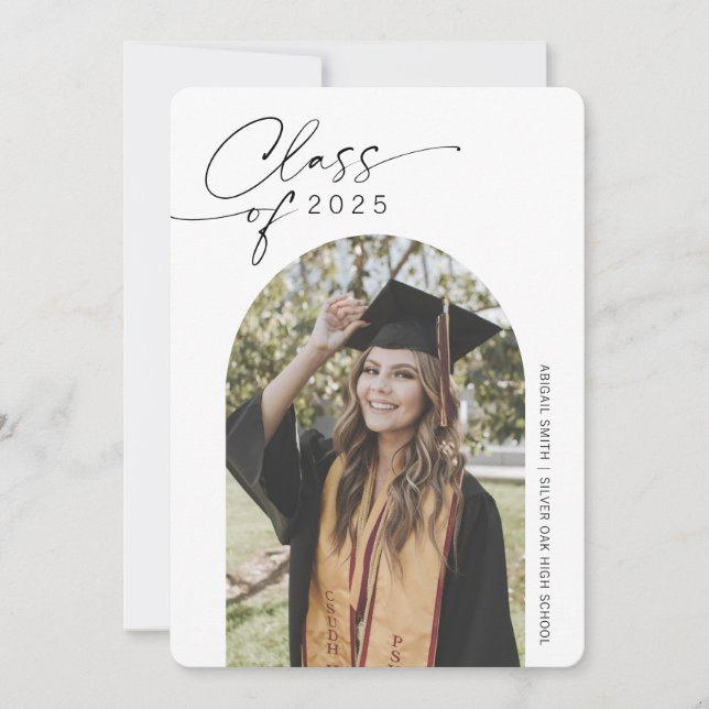Simple Chic Arched photo graduation  Announcement (Front)
