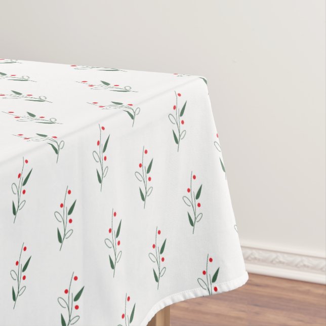 Simple Chic berry holly Red and Green Christmas Tablecloth (In Situ)
