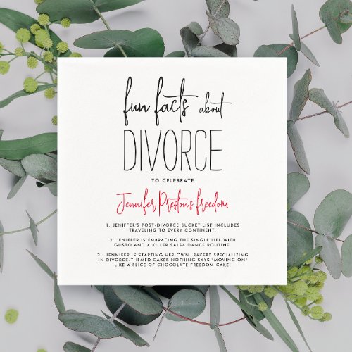 Simple Chic Black And White Divorce Fun Facts Typo Napkins