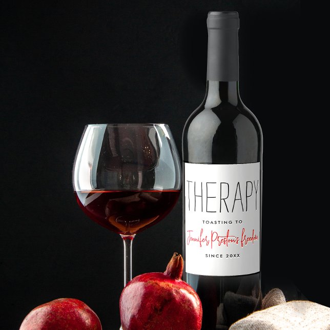 Simple Chic Black And White Divorce Humor Name Wine Label (Creator Uploaded)