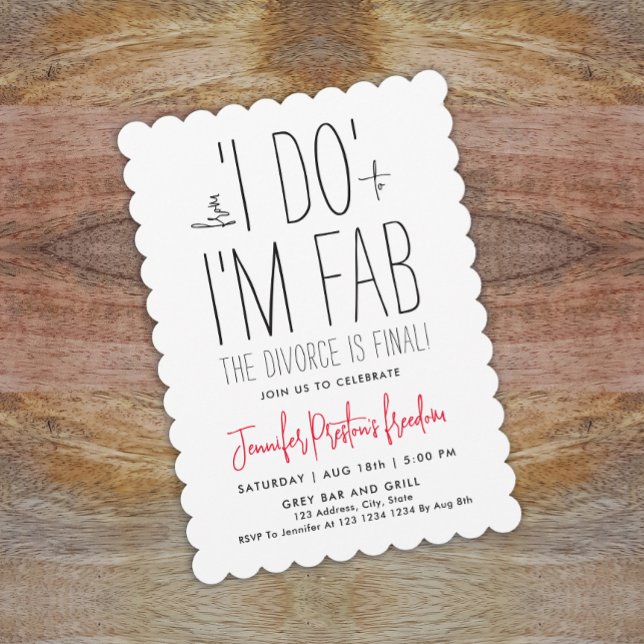 Simple Chic Black And White Divorce Party Typo Invitation (Creator Uploaded)