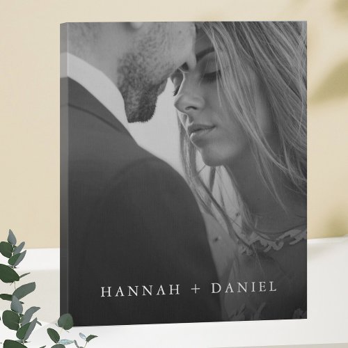 Simple Chic Black and White Photo Wedding Welcome Faux Canvas Print