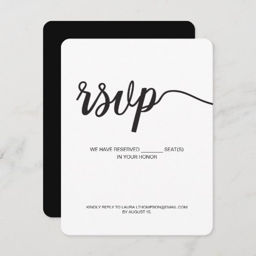 Simple Chic Black and White Script Digital Reply RSVP Card