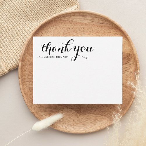 Simple Chic Black and White Script Thank You Note Card