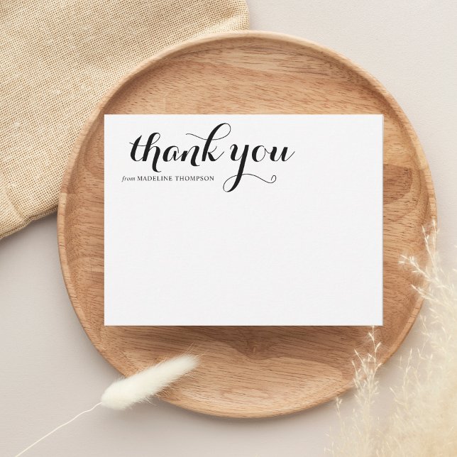 Simple Chic Black and White Script Thank You Note Card (Creator Uploaded)