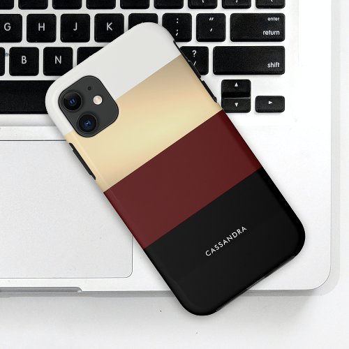 Simple Chic Black Gold Burgundy Red Personalized iPhone 11 Case