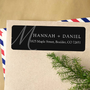 Simple Chic Black Modern Monogram Return Address Label